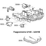 Схема гидроблока (гидроплиты клапанной) U241E. Aisin - Toyota Ипсум, Авенсис, Харриер, Эстима...