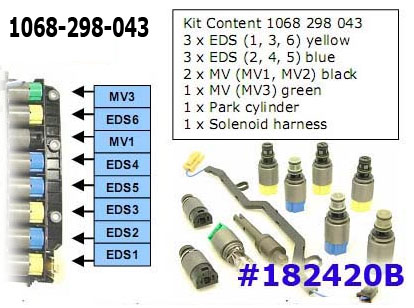 Комплект соленоидов, Solenoid Set, ZF6HP19/26/26A/19A/32/32A (9)(3ж,3син,2чёрн.,1зел)